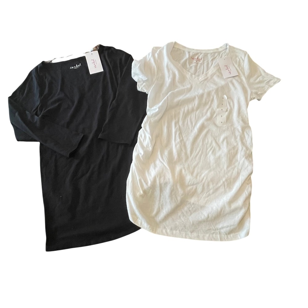 Isabel Maternity by Ingrid & Isabel Bundle 2 Pack Tops Black White Small NWT